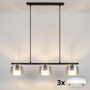 Brilagi - Lustra uz troses AURA LUX 3xGX53/30W/230V melna/dūmakaina