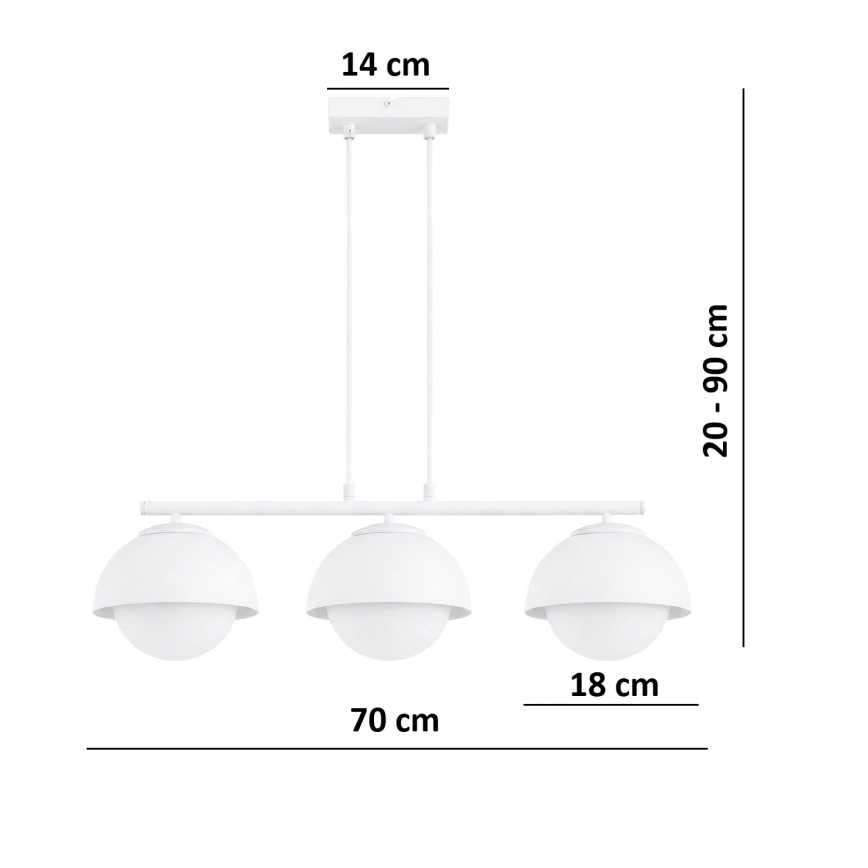 BRILAGI - Lustra uz troses COSMO 3xE27/60W/230V balta/zelta
