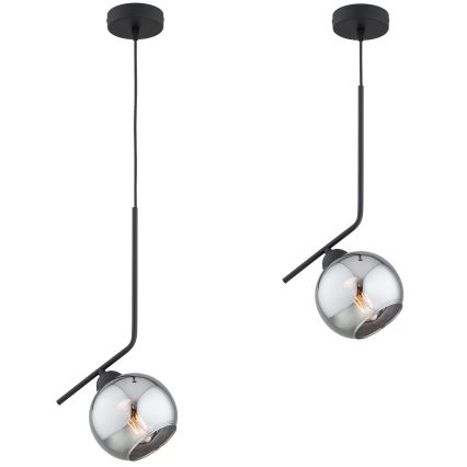 Brilagi - Lustra uz troses DIOR 1xE27/60W/230V melna/dūmakaina pelēka