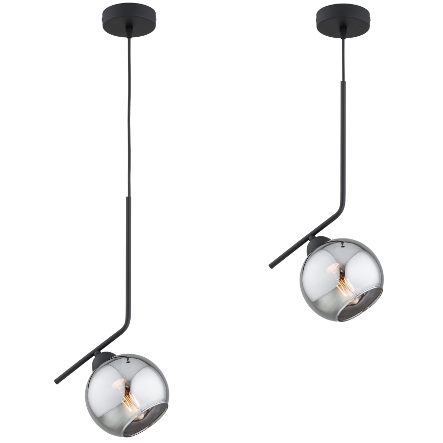 Brilagi - Lustra uz troses DIOR 1xE27/60W/230V melna/dūmakaina pelēka