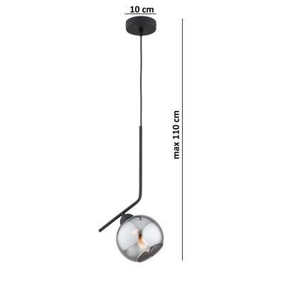 Brilagi - Lustra uz troses DIOR 1xE27/60W/230V melna/dūmakaina pelēka
