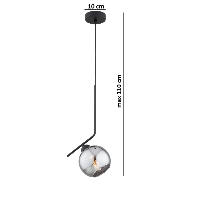 Brilagi - Lustra uz troses DIOR 1xE27/60W/230V melna/dūmakaina pelēka