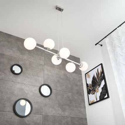 Brilagi - lustra uz troses MALONY 6xE14/20W/230V spīdīgs hroms