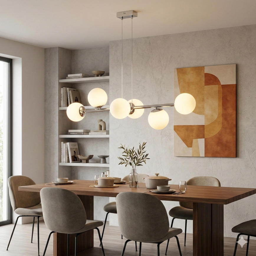 Brilagi - lustra uz troses MALONY 6xE14/20W/230V spīdīgs hroms