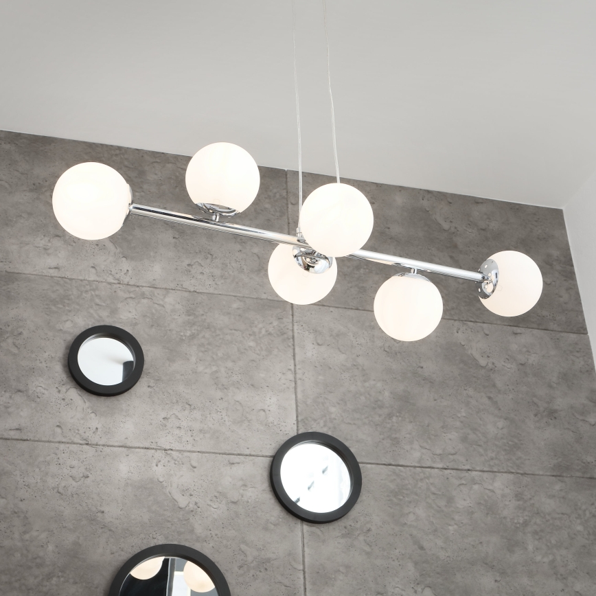 Brilagi - lustra uz troses MALONY 6xE14/20W/230V spīdīgs hroms