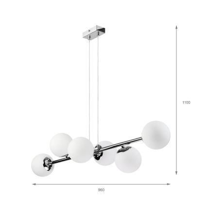 Brilagi - lustra uz troses MALONY 6xE14/20W/230V spīdīgs hroms