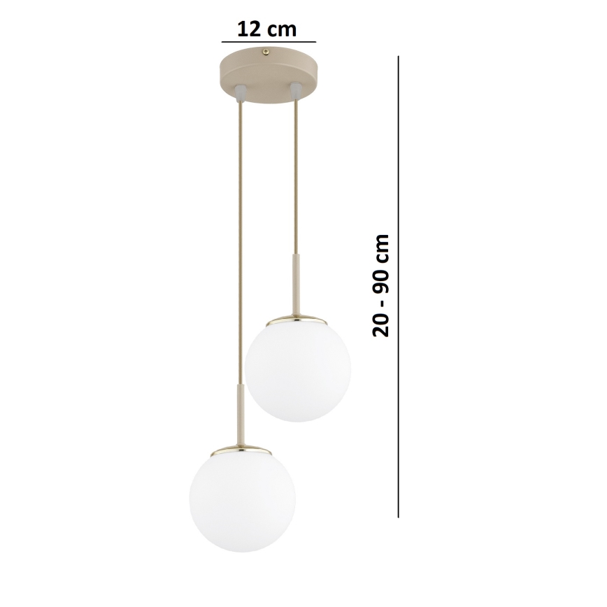 Brilagi - lustra uz troses MILO ECRU 2xE27/60W/230V bēša/zelta