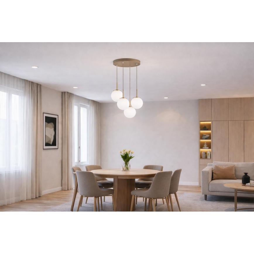 Brilagi - Lustra uz troses MILO ECRU 4xE27/60W/230V bēša/zeltaina