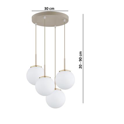Brilagi - Lustra uz troses MILO ECRU 4xE27/60W/230V bēša/zeltaina