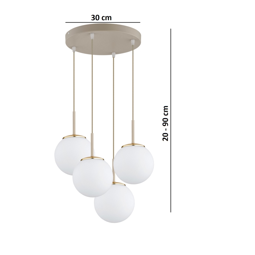 Brilagi - Lustra uz troses MILO ECRU 4xE27/60W/230V bēša/zeltaina