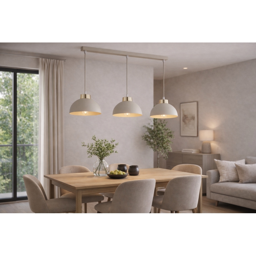 Brilagi - Lustra uz troses MOON 3xE27/60W/230V bēša/zelta