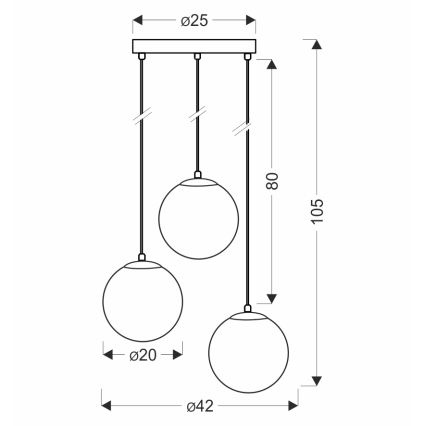 BRILAGI - Lustra uz troses POLOS 3xE27/40W/230V Ø 42 cm melna