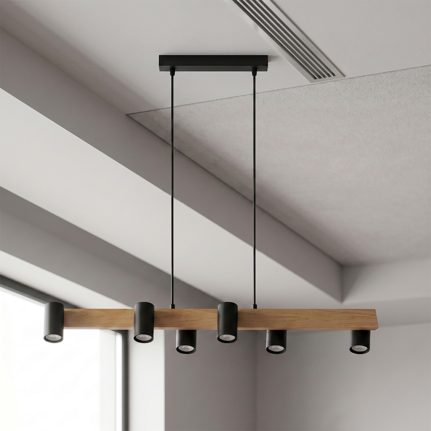 BRILAGI - Lustra uz troses SELE 6xGU10/30W/230V melna/ozolkoka dekors