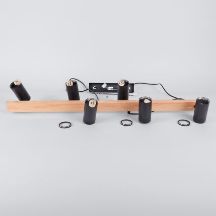 BRILAGI - Lustra uz troses SELE 6xGU10/30W/230V melna/ozolkoka dekors