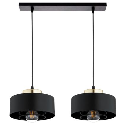 Brilagi - Lustra uz troses SPRING 2xE27/60W/230V melna/zelta