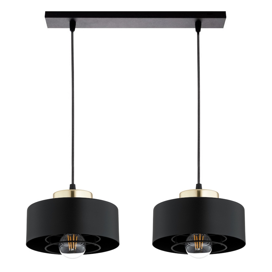 Brilagi - Lustra uz troses SPRING 2xE27/60W/230V melna/zelta