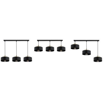 Brilagi - lustra uz troses SPRING 3xE27/60W/230V melna/zeltaina