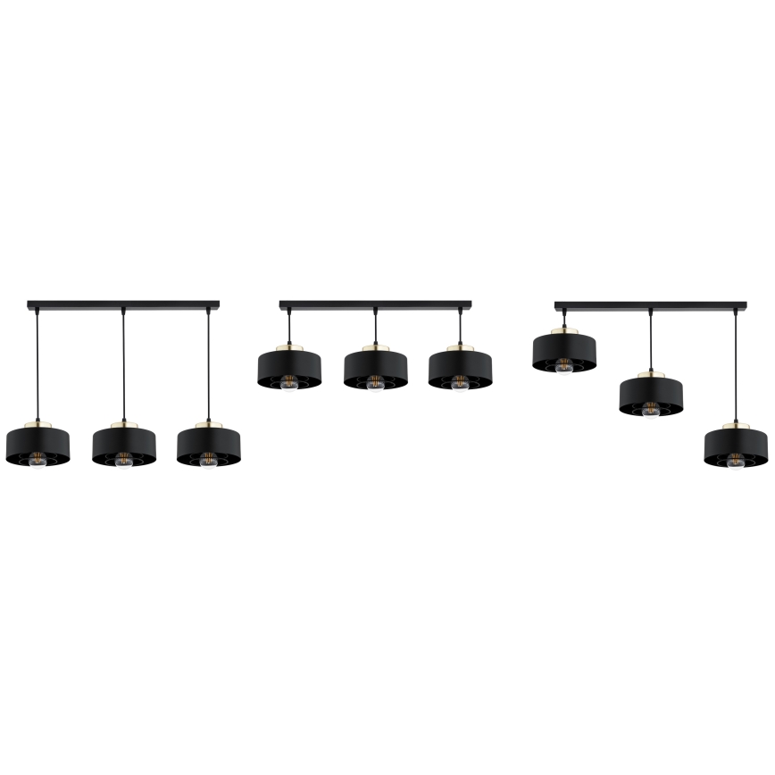 Brilagi - lustra uz troses SPRING 3xE27/60W/230V melna/zeltaina