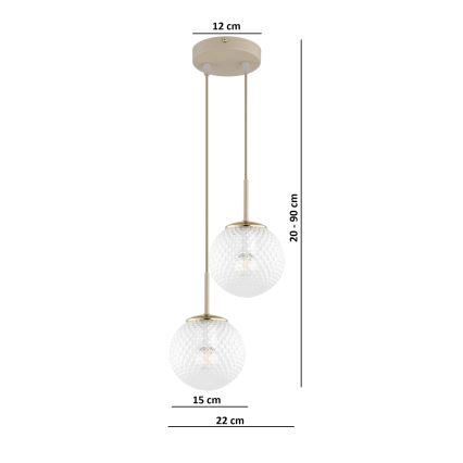 BRILAGI - Lustra uz troses STELLA 2xE27/60W/230V bēša/zeltaina