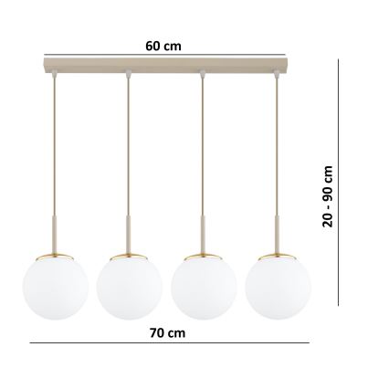 BRILAGI - Lustra uz vada MILO 4xE27/60W/230V bēša/zelta