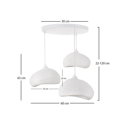 Brilagi - Lustra uz vada WABI SABI 3xE27/40W/230V Ø 60 cm balta