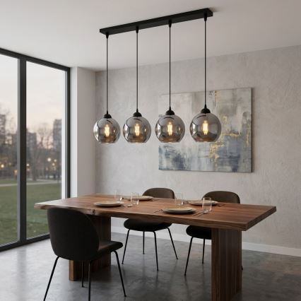 BRILAGI - lustrs ar vadu DIOR 4xE27/60W/230V melna/dūmakaini pelēka