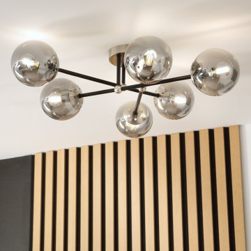 Brilagi - MALIVA virsmas griestu lampa 6xE14/15W/230V matēts hroms/dūmaina