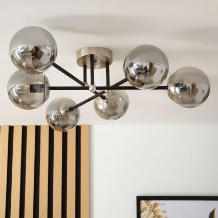 Brilagi - MALIVA virsmas griestu lampa 6xE14/15W/230V matēts hroms/dūmaina