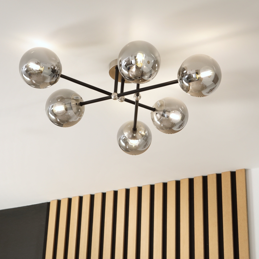 Brilagi - MALIVA virsmas griestu lampa 6xE14/15W/230V matēts hroms/dūmaina