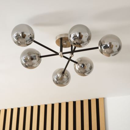 Brilagi - MALIVA virsmas griestu lampa 6xE14/15W/230V matēts hroms/dūmaina