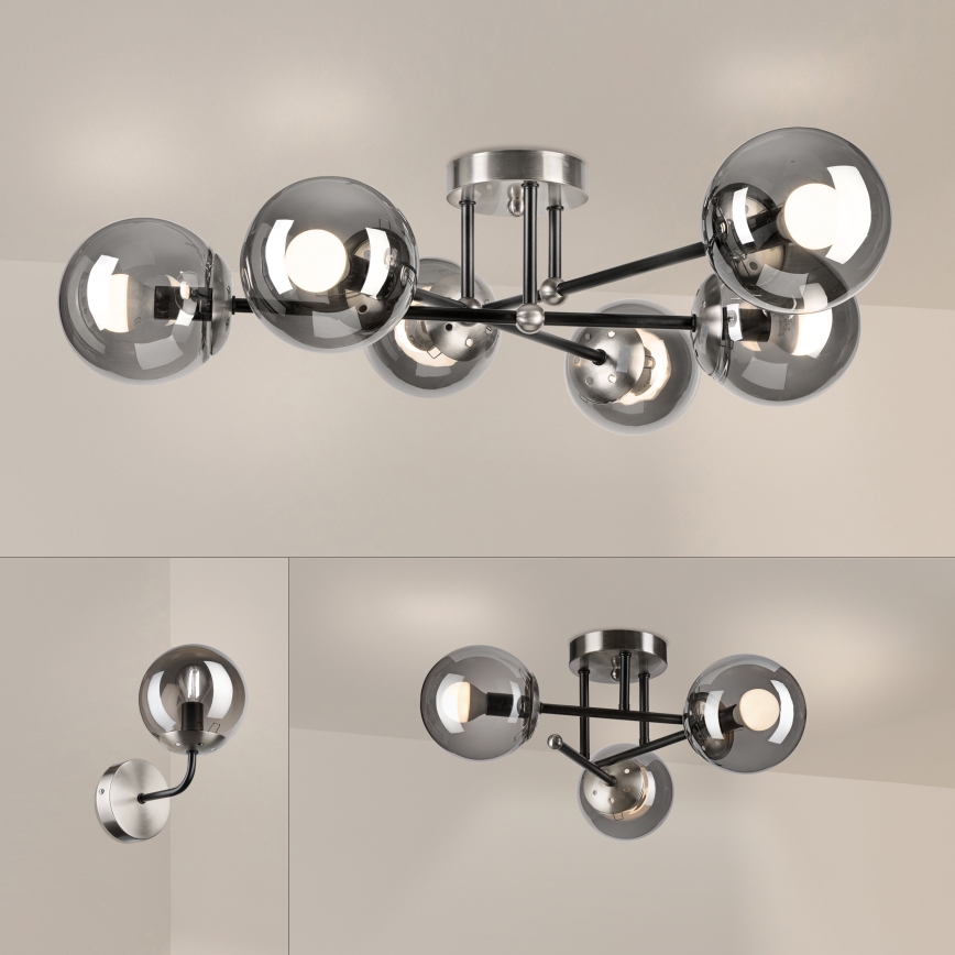 Brilagi - MALIVA virsmas griestu lampa 6xE14/15W/230V matēts hroms/dūmaina