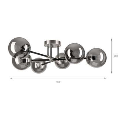 Brilagi - MALIVA virsmas griestu lampa 6xE14/15W/230V matēts hroms/dūmaina