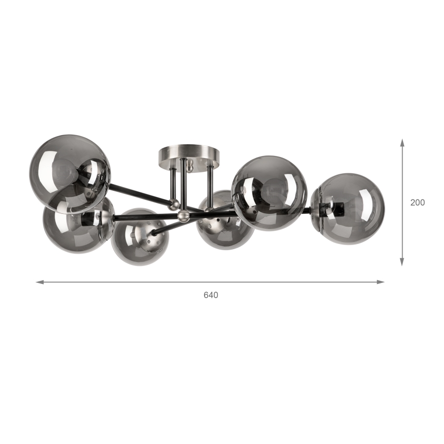 Brilagi - MALIVA virsmas griestu lampa 6xE14/15W/230V matēts hroms/dūmaina