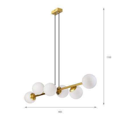 Brilagi - MALONY pakarāma lustra uz stieples 6xE14/20W/230V zelta