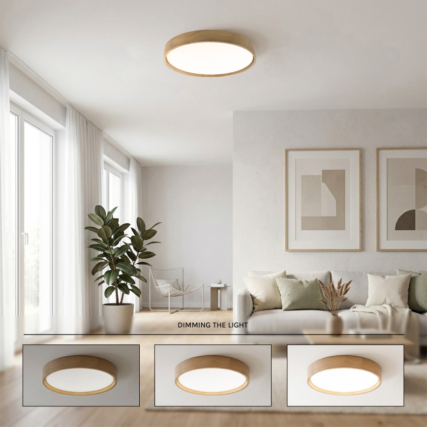 Brilagi - LED dimējams griestu gaismeklis MANAROLA SMART LED/36W/230V 3000-6000K Wi-Fi Tuya Beacon Ø 51 cm ozols + tālvadības pults