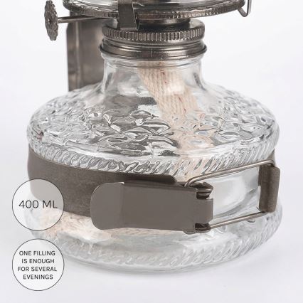 Brilagi - MERLIN petrolejas lampa, melna hromēta apdare