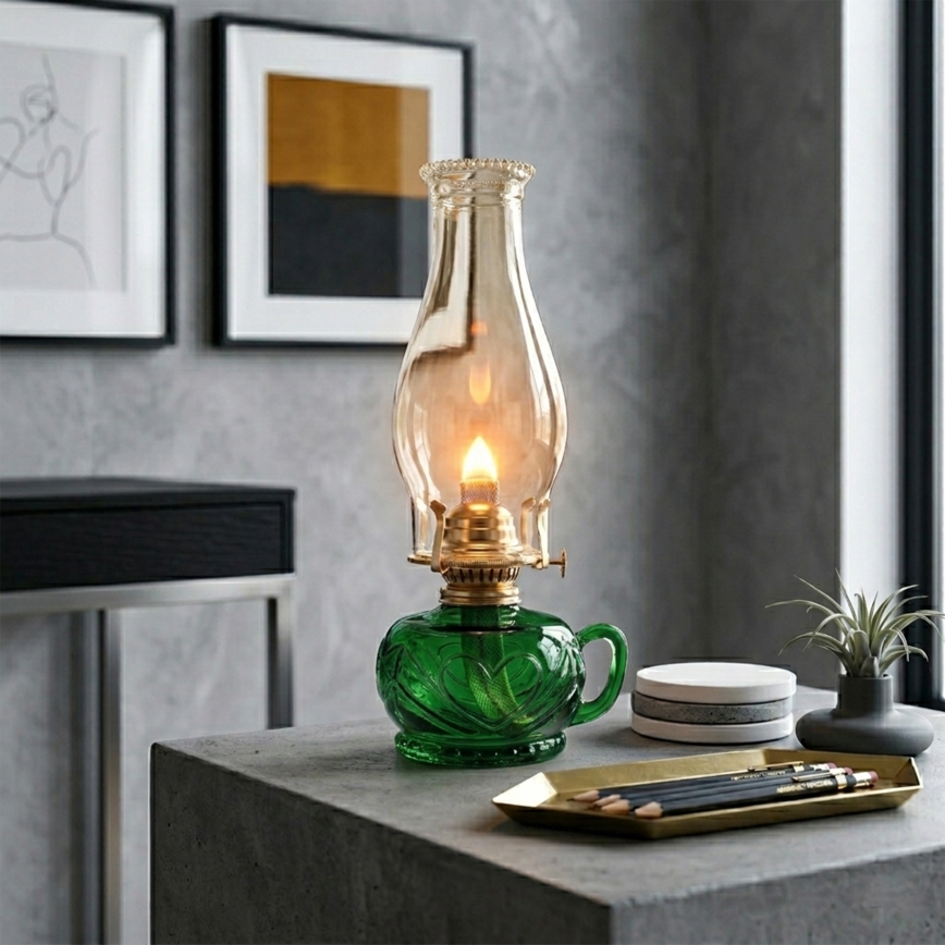 Brilagi - MERLIN petrolejas lampa, zaļa
