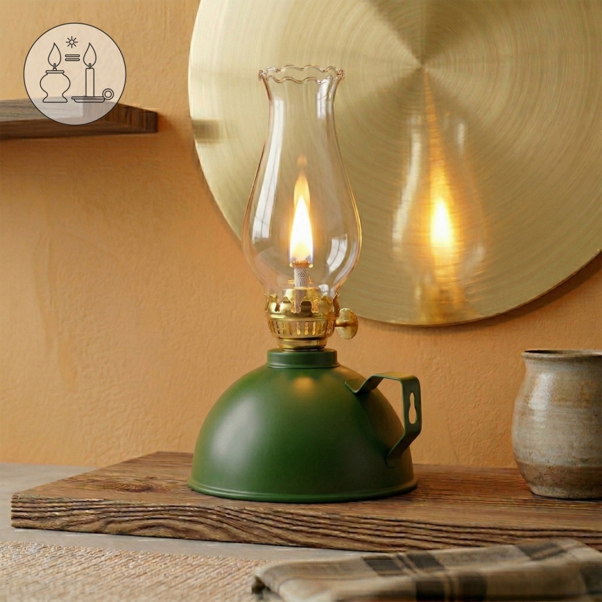 Brilagi - MERLIN zaļa petrolejas lampa