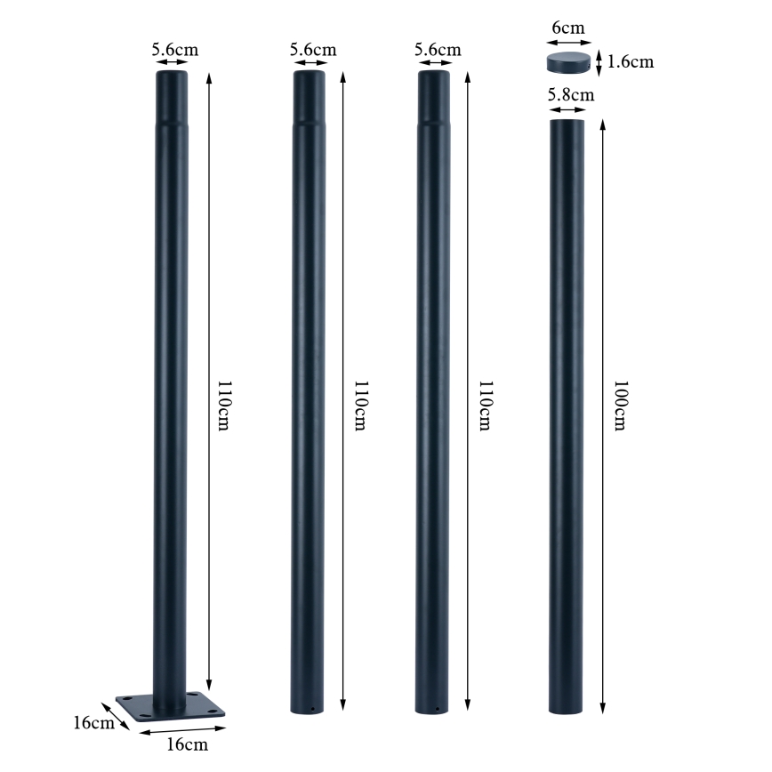 Brilagi - Metāla stienis URBAN āra apgaismojuma mastam, 4 m, Ø 58 mm, antracīts