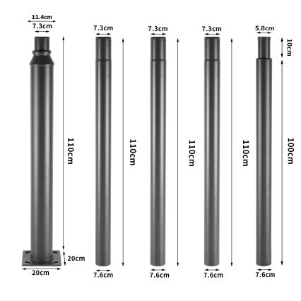 Brilagi - Metāla stabs URBAN āra apgaismojuma mastam, 5 m, diam. 58 mm, antracīts