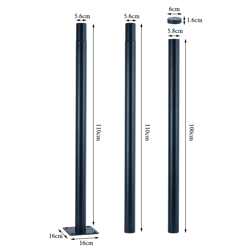 Brilagi - Metāla stienis āra apgaismojuma stabam URBAN 3 m stabs pr. 58 mm antracīts