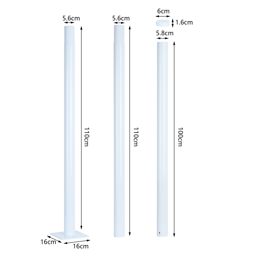 Brilagi - Metāla stienis āra apgaismojuma stabam URBAN 3 m stabs diametrs 58 mm balts