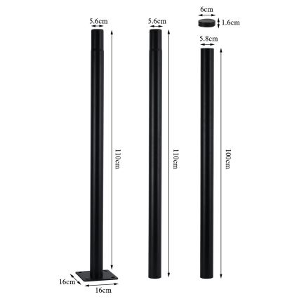 Brilagi - Metāla stienis āra apgaismojuma stabam URBAN 3 m stabs diametrs 58 mm melns