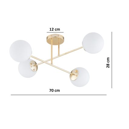 BRILAGI - MILO piestiprināma griestu lustra 4xE27/60W/230V, zelta