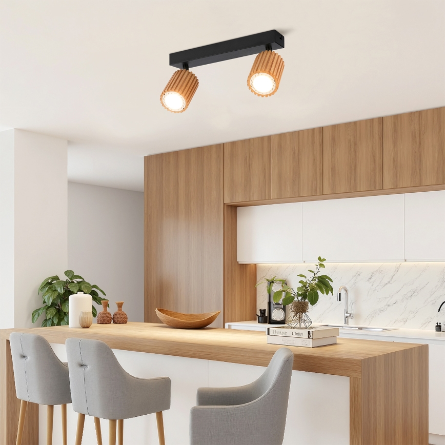 Brilagi - MODERN WOOD virziena gaismeklis 2xGU10/8W/230V koka/melns