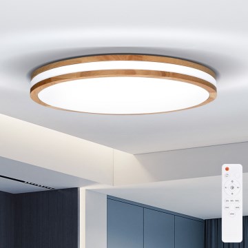 Brilagi - MOLINA LED dimmējams griestu gaismeklis, 72 W, 230 V, 3000–6500 K, ozols, Ø 78 cm, ar tālvadības pulti