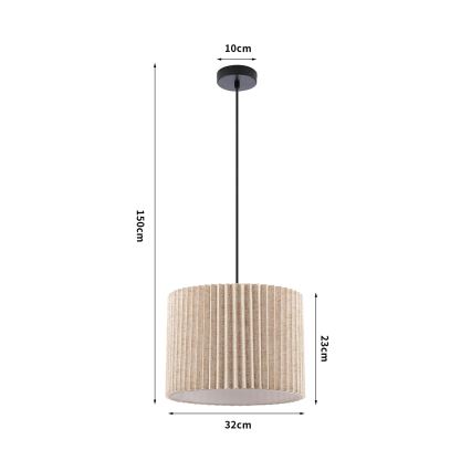 Brilagi - NORDIC WAVE pakaramā lampa uz troses 1xE27/15W/230V Ø 32 cm lina/melna