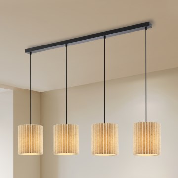 Brilagi - Pakaramā griestu lampa uz kabeļa NORDIC WAVE 4xE27/15W/230V lina/melna