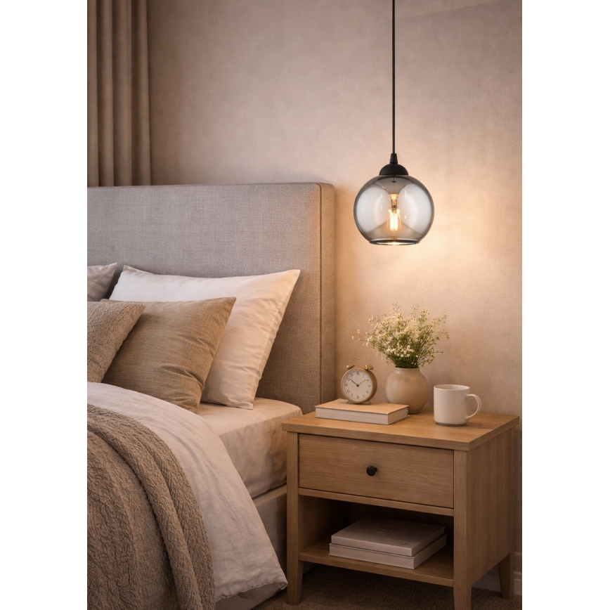 Brilagi - Pakaramā lampa ar vadu 1xE27/60W/230V melna/dūmakaina pelēka