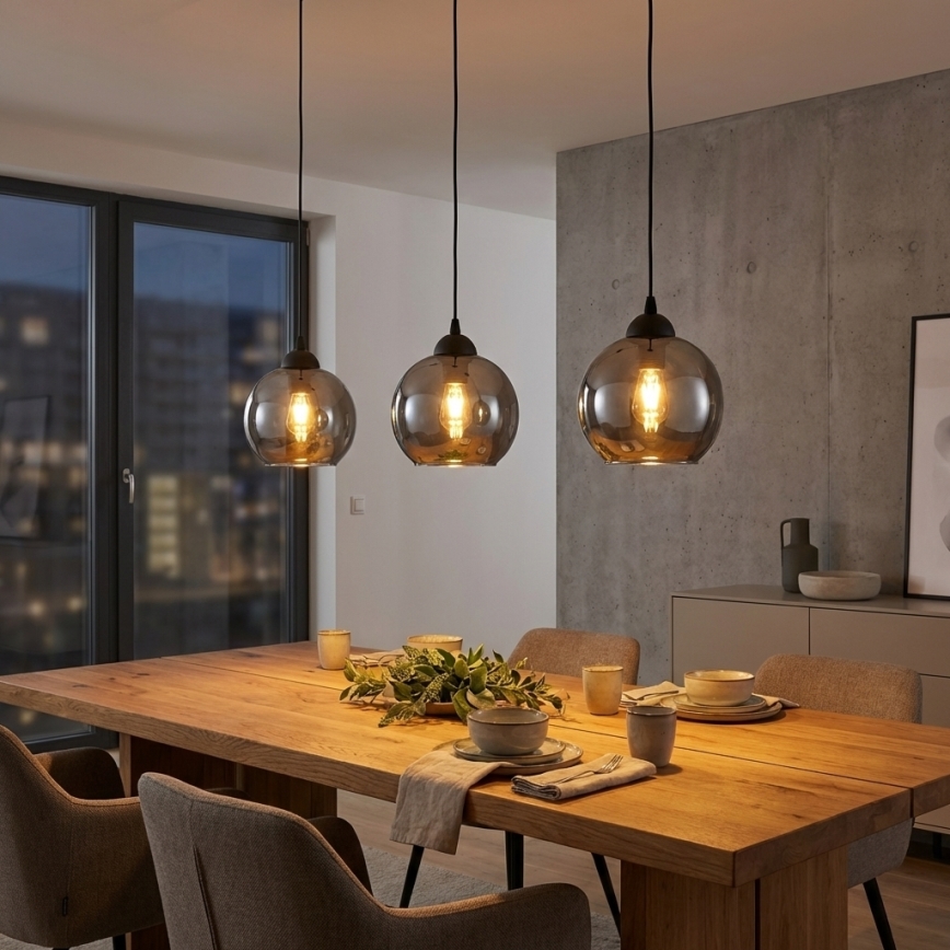 Brilagi - Pakaramā lampa ar vadu DIOR 1xE27/60W/230V melna/dūmakaina pelēka